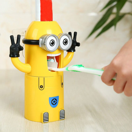 Dispensador minions De Crema Dental Con Porta Cepillos